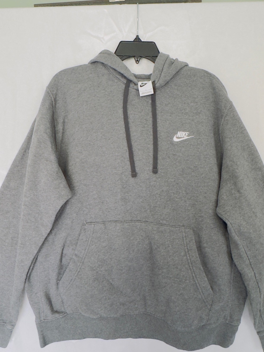 Nike Gray Heavyweight Pullover Hoodie with White Logo